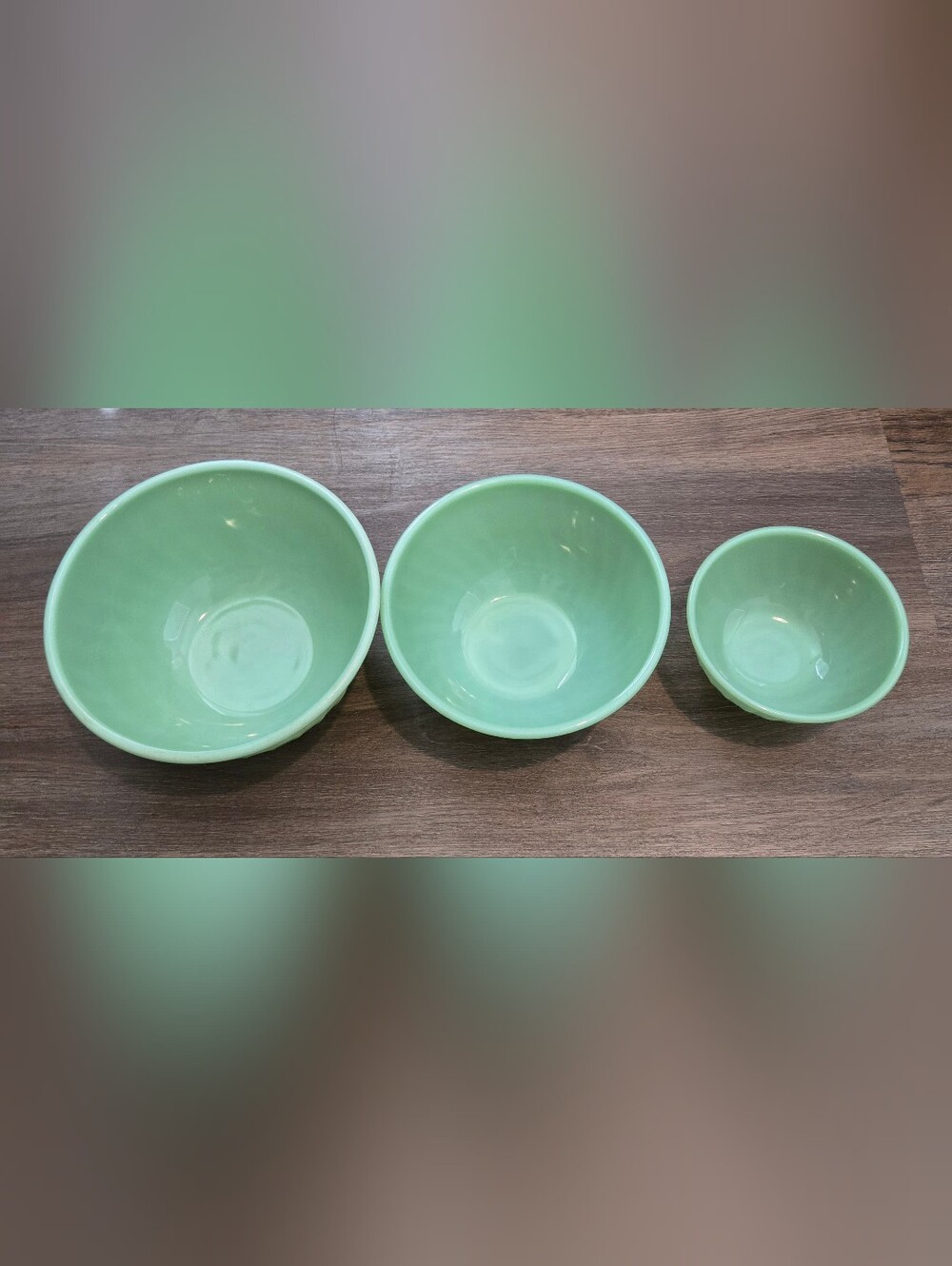 Fire King Jade Ceramic Mixing Bowl Set - 3 Piece